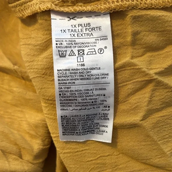 Old Navy Mustard Yellow Long Sleeve Embroidered Tiered Dress - Picture 8 of 8